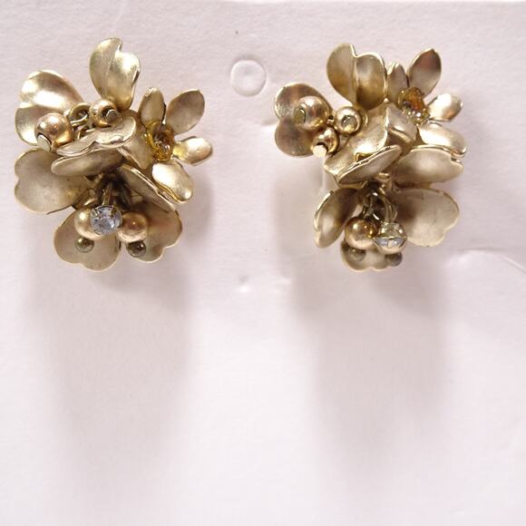 NWT Banana Republic Women's Brass Metal Flower Stud EARRINGS NWT 48 - Picture 3 of 8
